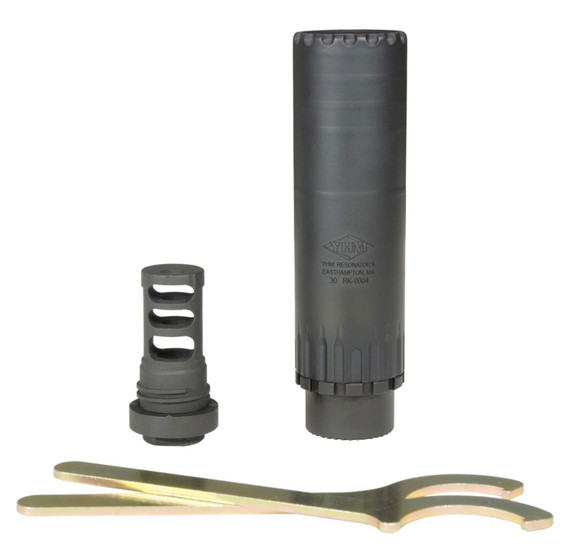 Yankee Hill Resonator K Suppressor, Muzzle Brake Black Matte Cerakote 17-4 Stainless Steel with 5/8 in-24 tpi Threads for 30 Cal AR-Platform, 2150MB24