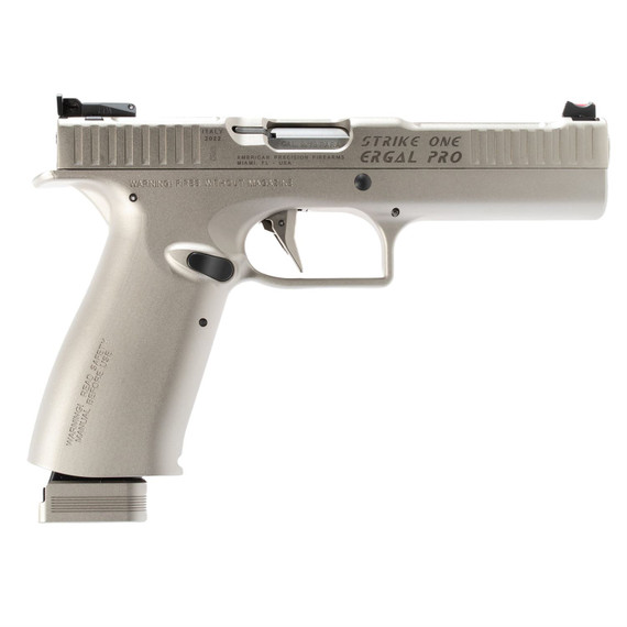 American Precision Firearms Strike One, Ergal Pro, Semi-auto, Striker Fired, Full Size, Aluminum Frame Pistol, 9MM, 5 in Barrel, No Manual Safety, Matte Finish, Silver, Fiber Optic Front Sight with Ad