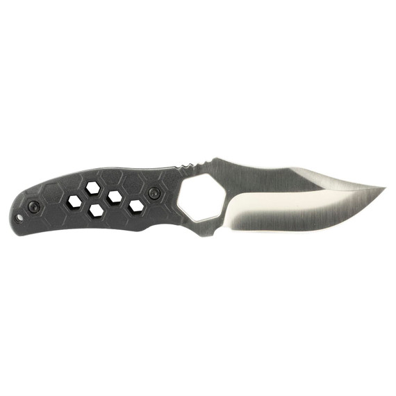 Camillus Comb, Fixed Blade Knife, Plain Edge, Black GFN Handle, Satin Finish, Silver, 3.5 in Blade Length, 7.25 in Overall Length, 420 Stainless Steel, Includes Molded Sheath CAM-19489