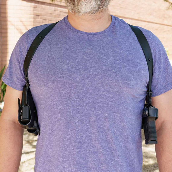 Galco MC212B Miami Classic Shoulder System Size Fits Chest Up To 56 in Black Leather Fits 1911 Fits 3.50 in Barrel Right Hand, Holster