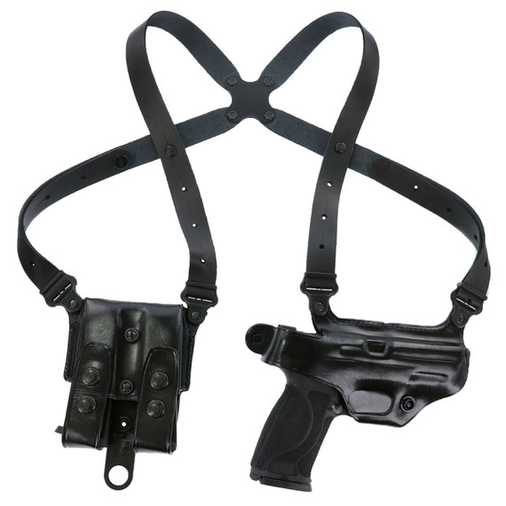 Galco MC224B Miami Classic Shoulder System Size Fits Chest Up To 56 in Black Leather Compatible w/Glock 19 Gen1-5/17 Gen1-5/22 Gen2-5 Right Hand, Holster