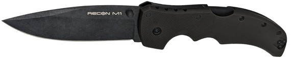 Cold Steel CS27TMC Recon 1 4 Fold Clip Point Plain Black Stonewashed CPM MagnaCut Steel Blade, Black Textured G10 Handle, Knife