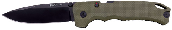 Cold Steel CSFL40AT Swift III EDC 4 Fold Plain Black PVD CPM M4 Steel Blade, OD Green Textured G10 Handle, Presentation Box, Knife