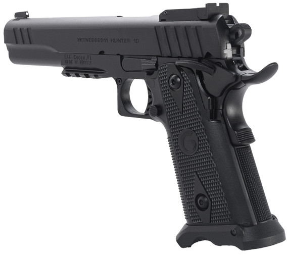 Girsan 395075 Witness2311 10mm Auto 15+1 6 Black Steel Barrel, Black Optic Ready/Serrated Steel Slide, Black Poly Frame w/Beavertail & Pic Rail, Black Checkered Poly Grip, Ambi, Pistol