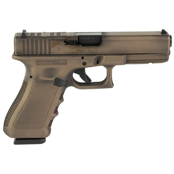 Glock 22 Gen3, Striker Fired, Semi-auto, Polymer Frame Pistol, Full Size, 40 S&W, 4.49 in Barrel, Matte Finish, Smoked Bronze And Battle Worn, Fixed Sights, 15 Rounds, 2 Mags, Glock OEM Rail, Optics Cut For Trijicon/Holosun With Hardware PI2250203-SB