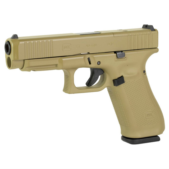 Glock 47 M.O.S., GEN 5, Semi-auto, Striker Fired, Full Size, 9MM, 4.49 in Barrel, Cerakote Finish, Coyote, 17 Rounds, 3 Mags PA475S204MOS-CT