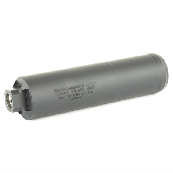 Griffin Armament GP5 (General Purpose), Suppressor, 6.25 in, 556NATO, 17-4PH Stainless Steel, Black Finish, 12.9oz, Direct Thread GAGP5
