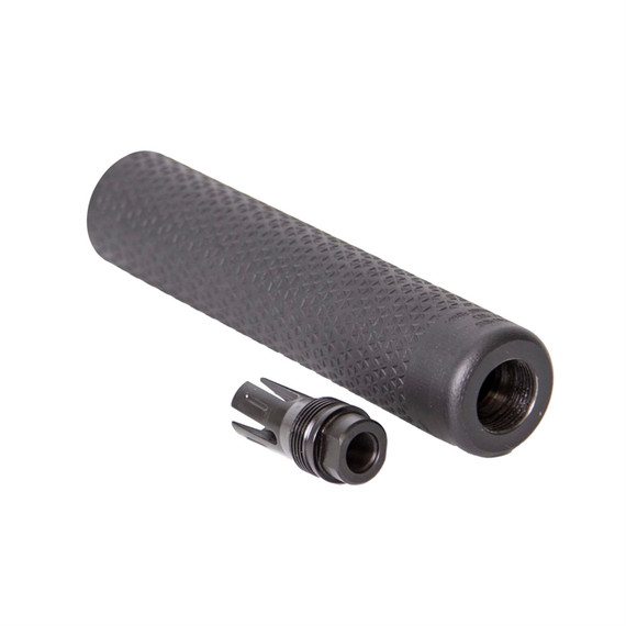 Radical Firearms Sinter Titanium Suppressor, 7.62MM, 8 in Length, 1.75 in Diameter, 16oz, Black High Temp Cerakote, Full Auto Rated, Muzzle Brake Taper Mount Design STS762