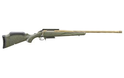Ruger American Generation II, Predator, Bolt Action Rifle, 6.5 Creedmoor, 22 in Spiral Fluted Barrel, 1:8 Twist, Threaded 5/8x24, Muzzle Brake, Cerakote Finish, Burnt Bronze, Green Splatter Synthetic