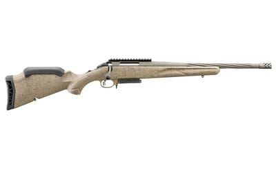 Ruger American Rifle Ranch, Generation II, Bolt Action Rifle, 6.5 Creedmoor, 16.1 in Spiral Fluted Barrel, 1:8 Twist, Threaded 5/8 in-24, Muzzle Brake, Cerakote Finish, Cobalt, Flat Dark Earth Splatte