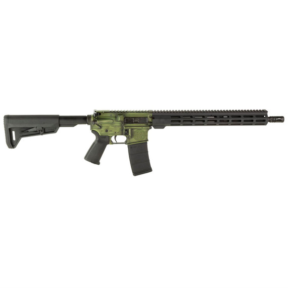Shark Coast Tactical Celtic, Semi-auto Rifle, AR, 223 Remington/556NATO, 16 in Barrel, Deep Laser Engraved Receiver, Celtic Design, Cerakote Finish, Distressed Green, Black Magpul MOE SL Stok, Black M