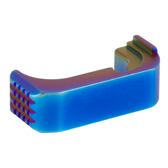 Shield Arms Premium Mag Release, For Glock 43X/48, Anodized Finish, Peacock/Rainbow, Right Hand Only G43X-PRM-PBF-RH