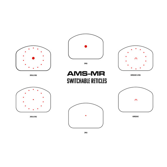 Shield Sights Advanced Mini Sight, Multi Reticle, Red Dot Sight, Non Magnified, Shield Footprint, Multi Reticle Variant, Matte Finish, Black AMS-MR