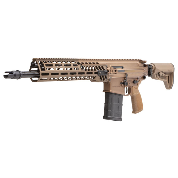 Sig Sauer MCX Spear, Semi-auto SBR, 762NATO, 13 in Threaded Barrel, SLX/SLH QD Flash Hider, Anodized Finish, Coyote, M-LOK Handguard, Ambidextrous Bolt Catch/Release, Rear and Side Charging Handle, 2