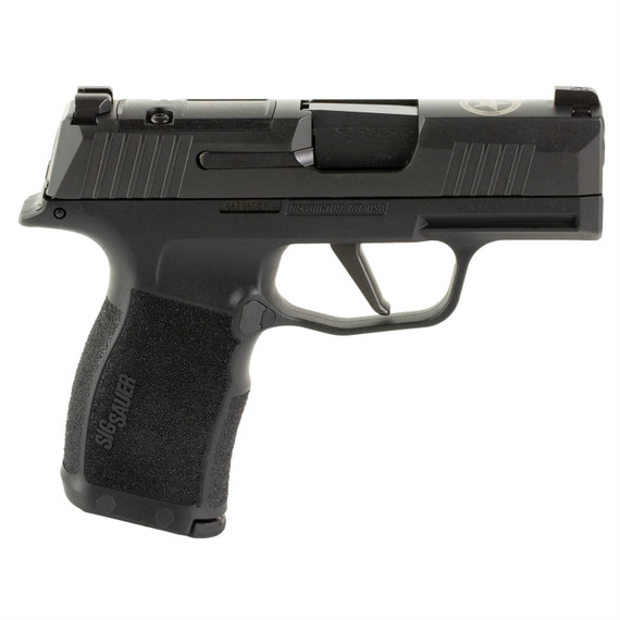 Sig Sauer P365X, Striker Fired, Polymer Frame Pistol, Subcompact, 9MM, 3.1 in Barrel, Matte Finish, Black, X-Ray 3 Night Sights, Optic Ready, 12 Rounds, 2 Mags, Includes Texas Ranger Engraving on Slide and Challenge Coin 365X-9-BXR3P-TR