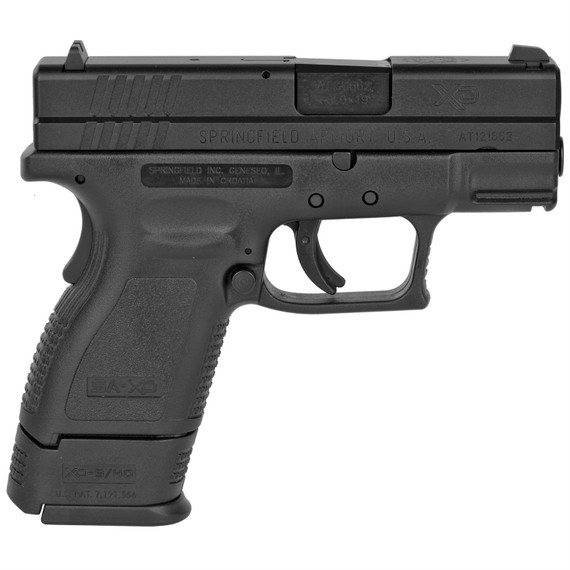 Springfield XD9, Striker Fired, Semi-auto, Polymer Frame Pistol, Sub-Compact, 9MM, 3 in Barrel, Melonite Finish, Black, Fixed Sights, 10 Rounds, 5 Mags, Includes Range Bag XD9801GU23P