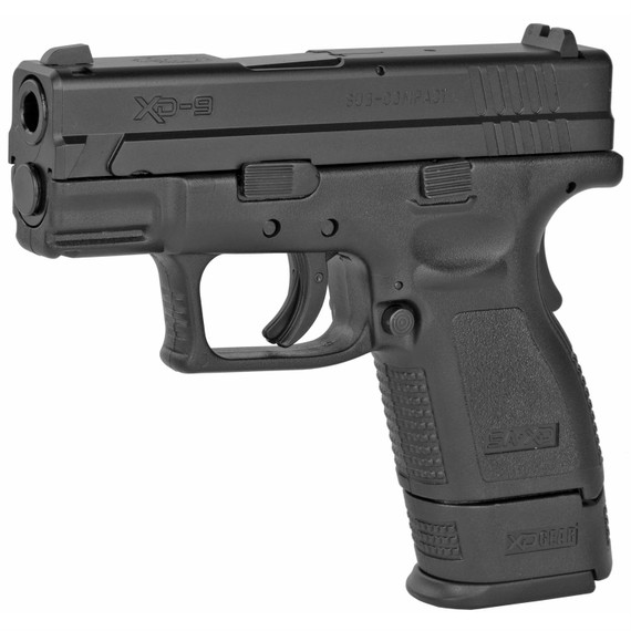 Springfield XD9, Striker Fired, Semi-auto, Polymer Frame Pistol, Sub-Compact, 9MM, 3 in Barrel, Melonite Finish, Black, Fixed Sights, 10 Rounds, 5 Mags, Includes Range Bag XD9801GU23P