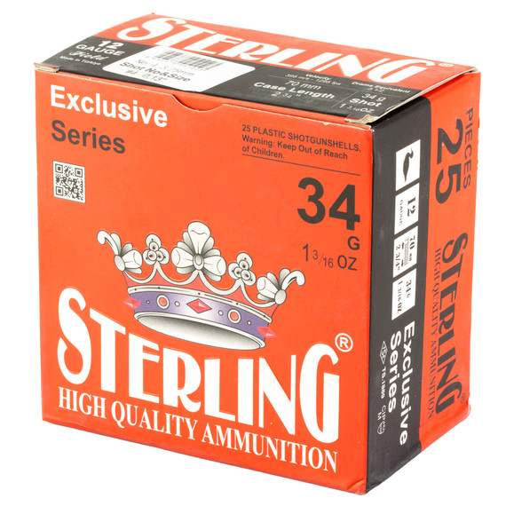 Sterling Exclusive Series, 12 Gauge 2.75 in, #4, 1 3/16 oz, Shot Shell, 25 Round Box 8698779951023