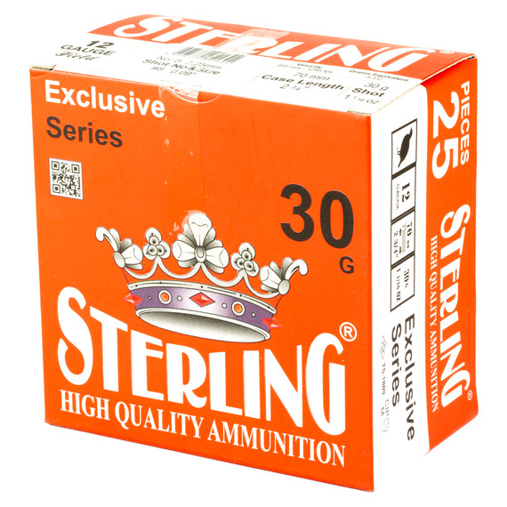 Sterling Exclusive Series, 12 Gauge 2.75 in, #8, 1 1/6 oz, Shot Shell, 25 Round Box 8698779950644