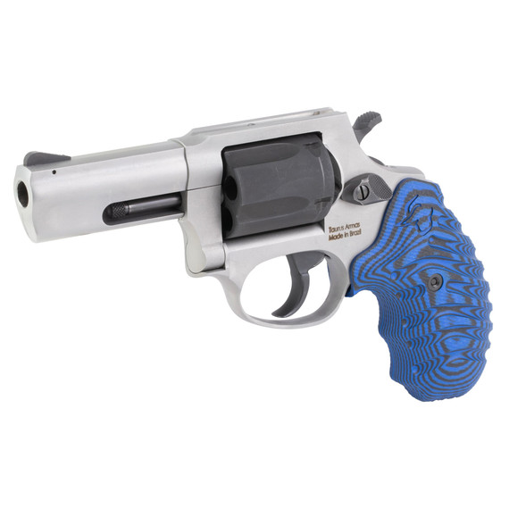 Taurus Model 605 TORO, Single/Double Action, Steel Frame Revolver, 357 Magnum/38 Special, 3 in Barrel, Matte Finish, Silver and Black, G10 VZ Blue and Black Grips, Optic Ready (Not Included), 5 Rounds 2-605P35VZ16
