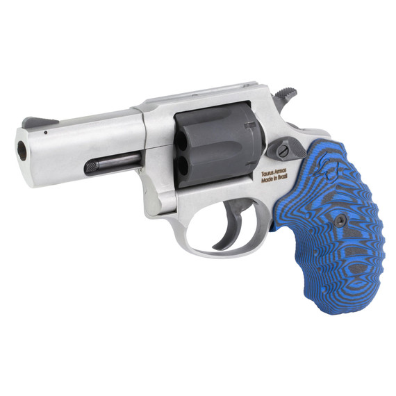 Taurus Model 856 TORO, Single/Double Action, Steel Frame Revolver, 38 Special +P, 3 in Barrel, Matte Finish, Silver and Black, G10 VZ Blue and Black Grips, Optics Ready (Not Included), 6 Rounds 2-856P35VZ16