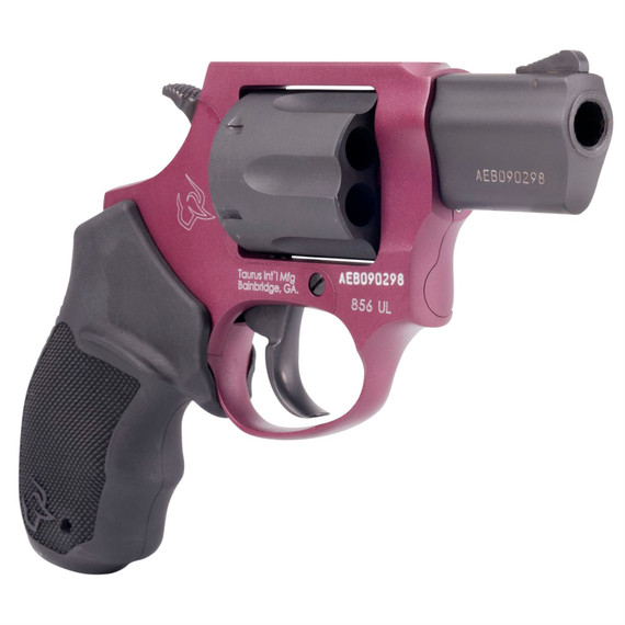 Taurus Model 856, Double Action, Metal Frame Revolver, Small Frame, 38 Special +P, 2 in Barrel, Steel, Matte Finish, Black Cherry and Black, Rubber Grips, Fixed Sights, 6 Rounds 2-85621ULC26