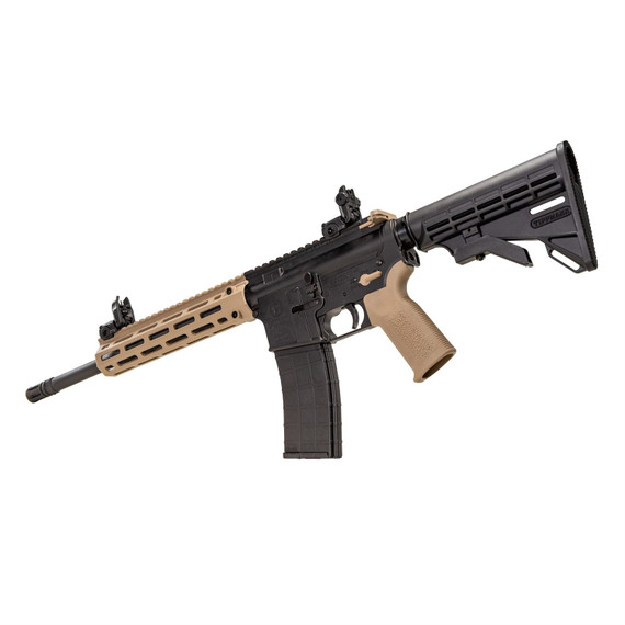 Tippmann M4-22 Pro Compliant, Semi-auto Rifle, AR, 22 LR, 16 in Barrel, Composite MLOK Handguard, Faux Slip Fit Flash Hider, Matte Finish, Black, Flat Dark Earth M4 Collapsible Stock/Pistol Grip/Handguard/Accents, 1 Mag, 10 Rounds A101159