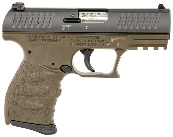 Walther 5083506 CCP M2 Carry Frame 9mm Luger 8+1 3.54 Stainless Steel Barrel, Serrated Steel Slide, Military Green Poly Frame w/Pic Rail, Ergonomic Grip, Pistol