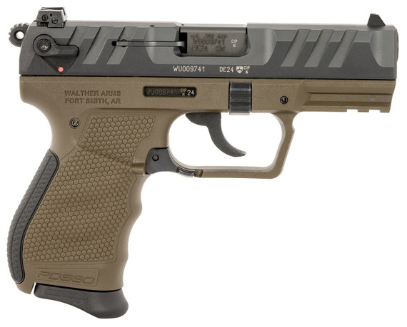 Walther 5050515 PD380 Carry Frame 380 ACP 9+1 3.70 Black Stainless Steel, Barrel Black Cerakote Serrated Steel Slide, Military Green Poly Frame, Textured Wraparound Grip, Pistol