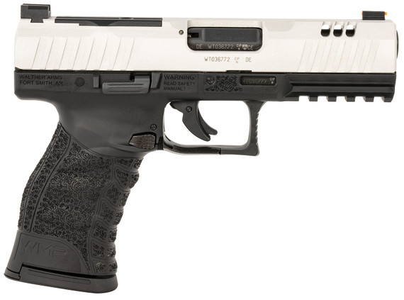 Walther 5220306 WMP Full Size Frame 22 WMR 15+1 4.50 Stainless Steel Barrel, Silver Serrated Aluminum Slide, Black Poly Frame w/Pic Rail, Pistol