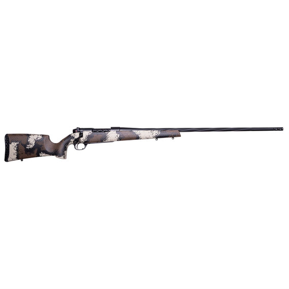 Weatherby Mark V High Country, Bolt Action Rifle, 308 Winchester, 22 in Spiral Fluted #1 Contour Barrel, Threaded 1/2-28, 1:10 in Twist, Deep Fluted Bolt, Cerakote Finish, Graphite Black, Peak 44 Bast