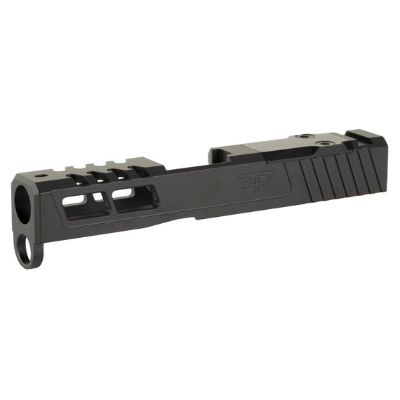 Zaffiri Precision ZPS.2, Optics Ready Stripped Slide, RMSc Footprint, Lightening Cuts, Cerakote Finish, Armor Black, For Glock 43, Includes Black Anodized Optics Plate Cover and Screws ZPS.2.43.BLK