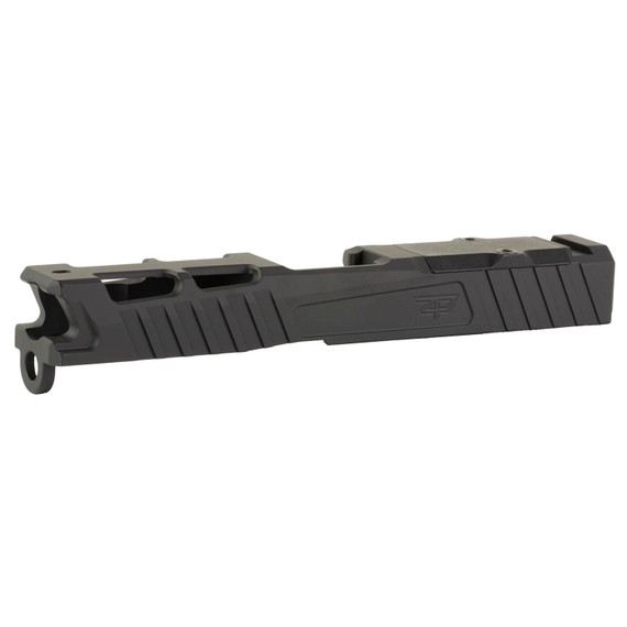 Zaffiri Precision ZPS.4, Optics Ready Stripped Slide, RMR Footprint, Lightening Cuts, Cerakote Finish, Armor Black, For Glock 19 Gen 3, Includes Black Anodized Optics Plate Cover and Screws ZPS.4.19.BLK
