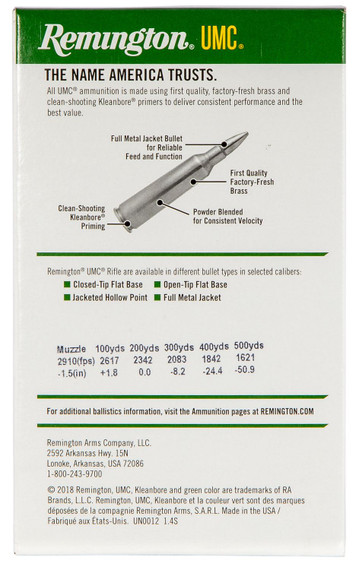 Remington 23699 UMC 30-06Springfield 150gr Full Metal Jacket 20 Per Box/10 Case Centerfire, Rifle Ammunition