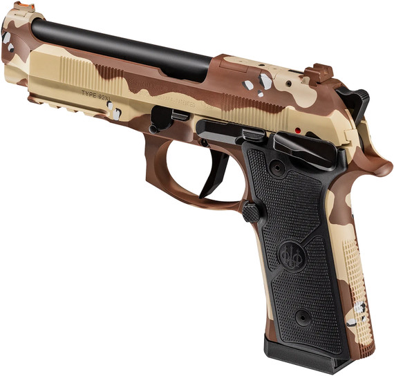 Beretta SPEC0730A18 92XI Combat Full Size Frame 9mm Luger 18+1 4.70 Black Inox Steel Barrel, Chocolate Chip Camo Cerakote Serrated Steel Slide & Steel Frame w/Beavertail & Pic Rail, Black Textured Grip, Ambi, Pistol