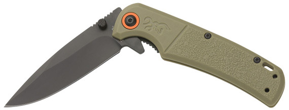Browning 3220513 Buckmark Slim EDC 3.13 Fold Drop Point Plain Black Oxide D2 Steel Blade, Sage Textured Poly Handle, Knife