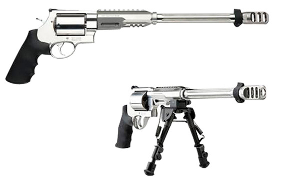 Smith & Wesson 170339 Model 460 Performance Center XVR 460 S&W Mag 14 in Stainless Steel Barrel With Muzzle Brake & 5rd Cylinder, Satin Stainless Steel X-Frame, Chromed Hammer & Trigger With Stop, Includes Bi-Pod , Revolver