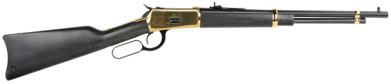 Heritage Mfg H9235718G 92 357 Mag 8+1 18 Black Steel Barrel, Gold PVD Stainless Steel Receiver, Black Fixed Wood Stock, Rifle