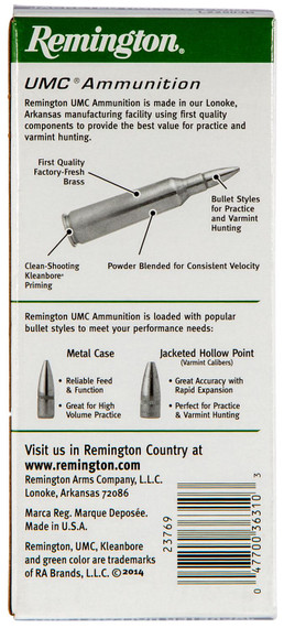 Remington 23769 UMC Value Pack 22-250Rem 45gr Jacketed Hollow Point 40 Per Box/10 Case Centerfire, Rifle Ammunition