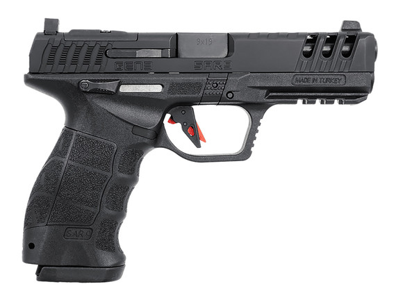 SAR USA SAR9G3BL SAR9 Gen3 Full Size Frame 9mm Luger 17+1 4.40 Black Steel Barrel, Black Cerakote Serrated Steel Slide, Black Cerakote Poly Frame w/Pic Rail, Black Poly Grip, Pistol