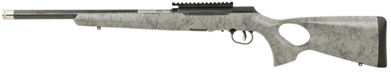 Savage 47253 A Series TimberLite 22LR 10+1 18 Black Threaded Carbon Fiber/SS Barrel, Black Pic Rail Steel Receiver, Gray w/Black Webbing Synthetic Fixed Thumbhole Stock, Rimfire Rifle