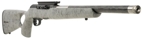 Savage 47253 A Series TimberLite 22LR 10+1 18 Black Threaded Carbon Fiber/SS Barrel, Black Pic Rail Steel Receiver, Gray w/Black Webbing Synthetic Fixed Thumbhole Stock, Rimfire Rifle