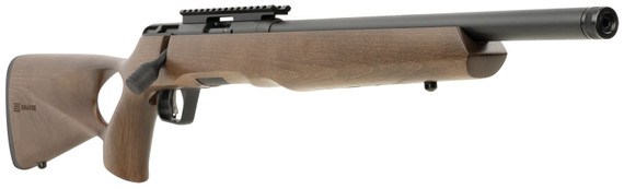 Savage 70517 B Series Timber 22 WMR 10+1 16.50 Matte Black Threaded Barrel, Matte Black Pic Rail Carbon Steel Receiver, Woodgrain Fixed Thumbhole Stock, Rimfire Rifle