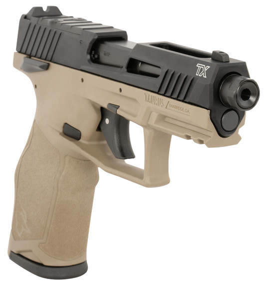 Taurus 1-2TX22P141F TX22 T.O.R.O Gen 2 Full Size Frame 22 LR 22+1 4.10 Matte Black Threaded Barrel, Optic Ready/Serrated Slide, FDE Poly Frame w/Pic Rail, Right Hand, Rimfire Pistol