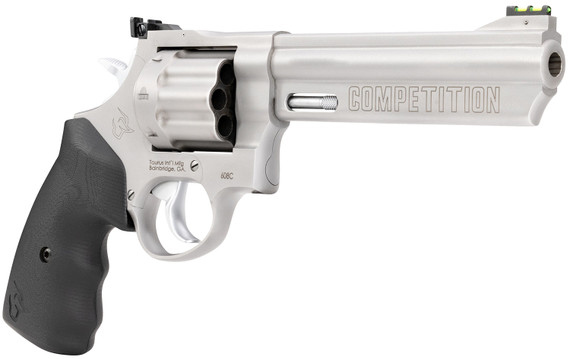 Taurus 2-608069CMP 608 Competition 357 Mag/38 Special +P 8rd 6 Matte Stainless Steel Barrel, Cylinder & Frame, Black Finger Grooved Grip, Transfer Bar Safety, Exposed Hammer, Revolver