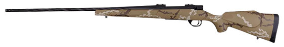 Weatherby VHH7MMPR6B Vanguard Outfitter Full Size 7mm PRC 3+1 26 Black Cerakote #2 Fluted/Threaded Barrel & Drilled & Tapped Steel Receiver, Tan w/Brown & White Sponge Monte Carlo Synthetic Stock, Rifle