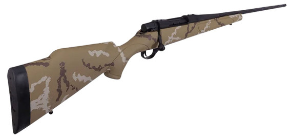 Weatherby VHH7MMPR6B Vanguard Outfitter Full Size 7mm PRC 3+1 26 Black Cerakote #2 Fluted/Threaded Barrel & Drilled & Tapped Steel Receiver, Tan w/Brown & White Sponge Monte Carlo Synthetic Stock, Rifle