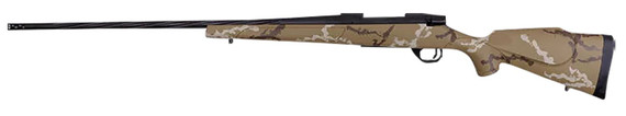 Weatherby VHH65CMR4B Vanguard Outfitter Full Size 6.5 Creedmoor 4+1 24 Black Cerakote #2 Fluted/Threaded Barrel & Drilled & Tapped Steel Receiver, Tan w/Brown & White Sponge Monte Carlo Synthetic Stock, Rifle