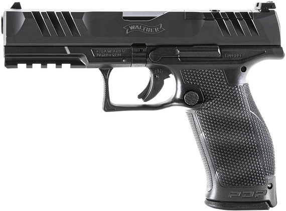 Walther Arms 2842475 PDP 9mm Luger 18+1 4.50" Black Polygonal Rifled BBL, Black Optic Ready/Serr Steel Slide, Black Polymer Frame w/Pic Rail, Ambidextrous,Pistol