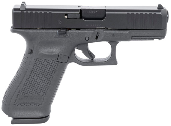 Glock UA455S203 G45 Gen5 Compact 9mm Luger 17+1 4.02 Black GMB Barrel, Black nDLC Serrated Slide, Black Poly Frame w/Acc Rail, Black Textured w/Interchangeable Backstrap Grip, Ambi, USA Made, Pistol